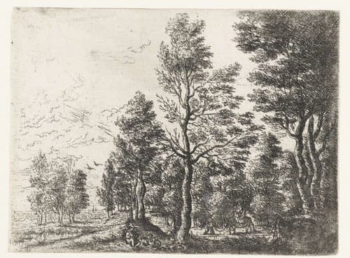 Landschap met een man met een ezel by Philips Augustijn Immenraet