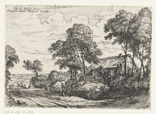 Huis met een rietendak by Lodewijk de Vadder