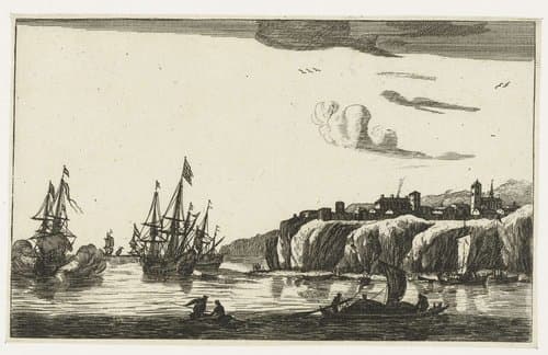 Haven met een dorp op een klif by anonymous