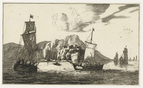 Vissersboten in een baai by anonymous