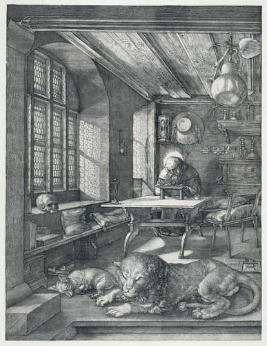De Heilige Hiëronymus in zijn studeervertrek by Albrecht Dürer