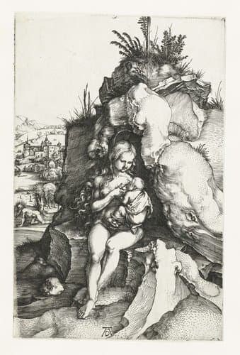 De Heilige Johannes Chrysostomus en de koningin met haar pasgeboren zoon by Albrecht Dürer