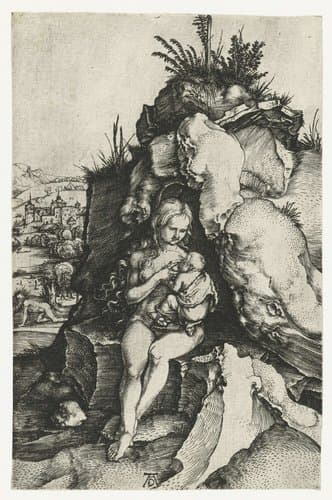 De Heilige Johannes Chrysostomus en de koningin met haar pasgeboren zoon by Albrecht Dürer