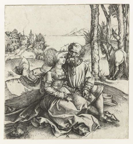 De ongelijke liefde: een oude man met een jonge vrouw by Albrecht Dürer