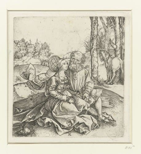 De ongelijke liefde: een oude man met een jonge vrouw by Albrecht Dürer