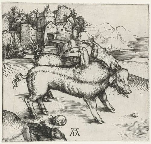Het wonderbaarlijke zwijn van Landsher by Albrecht Dürer