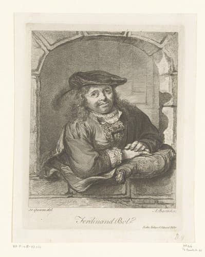 Portret van Ferdinand Bol in een venster by Adam von Bartsch