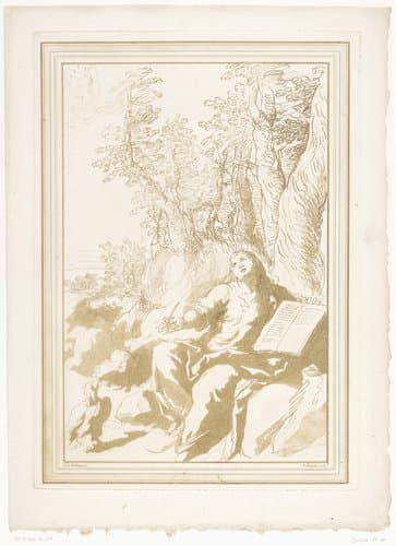 Johannes de evangelist op Patmos by Adam von Bartsch