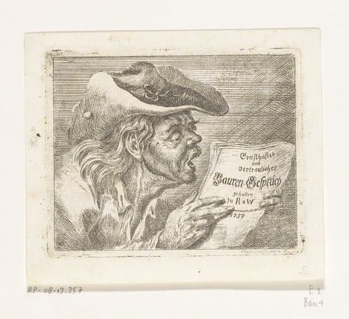 Buste van een lezende boer by Daniel Nikolaus Chodowiecki