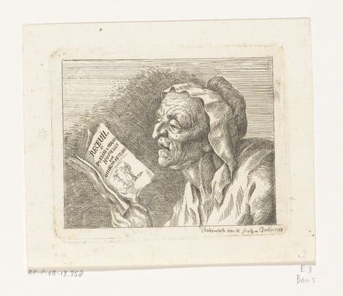 Buste van een zingende oude vrouw by Daniel Nikolaus Chodowiecki