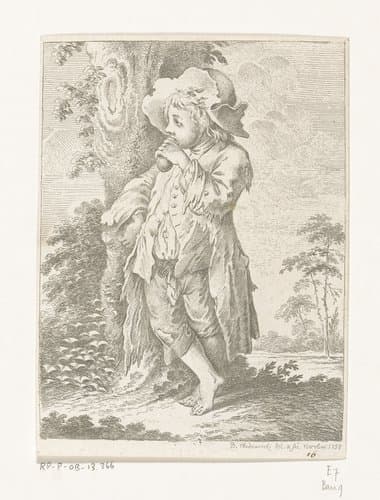 Bedeljongen bij de boom by Daniel Nikolaus Chodowiecki