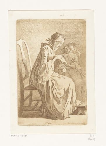 Twee zittende dames by Daniel Nikolaus Chodowiecki