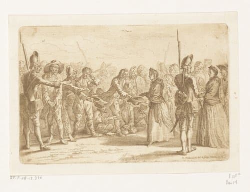Russische krijgsgevangenen in Berlijn, 1758 by Daniel Nikolaus Chodowiecki
