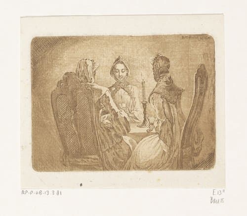 Drie kaartspelende dames by Daniel Nikolaus Chodowiecki