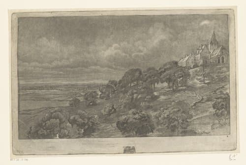 Landschap met gezicht op Hoch-Elten by Daniel Nikolaus Chodowiecki