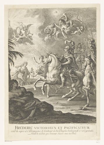 Allegorische voorstelling met Frederik de Grote te paard by Daniel Nikolaus Chodowiecki