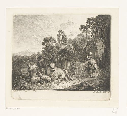 Herder en herderin met vee by Daniel Nikolaus Chodowiecki