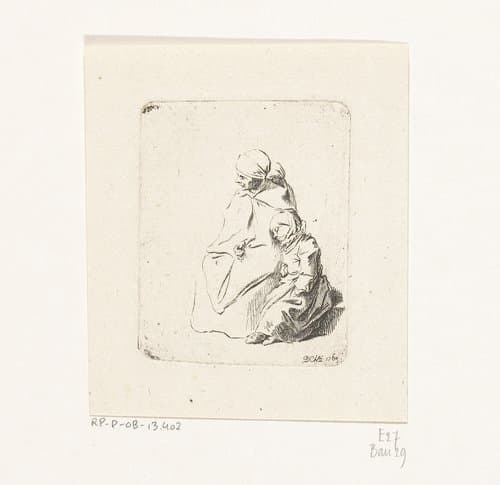 Bedelares met twee kinderen by Daniel Nikolaus Chodowiecki