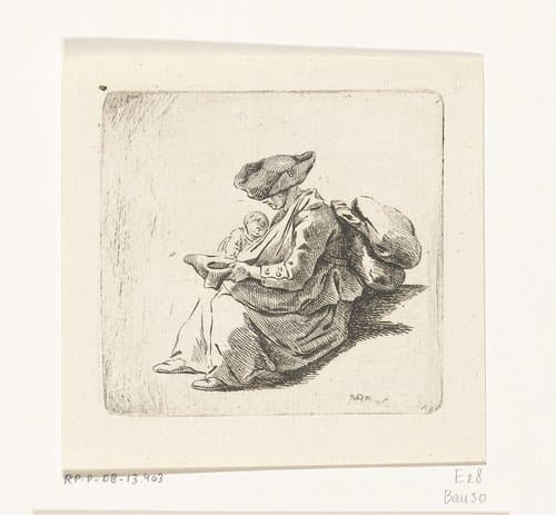 Bedelende soldatenvrouw by Daniel Nikolaus Chodowiecki
