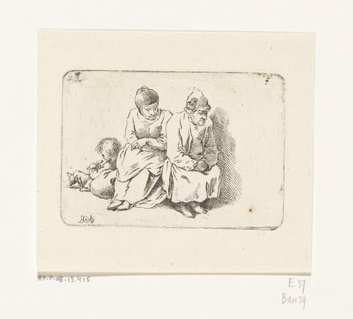 Oude man en vrouw met een kind by Daniel Nikolaus Chodowiecki