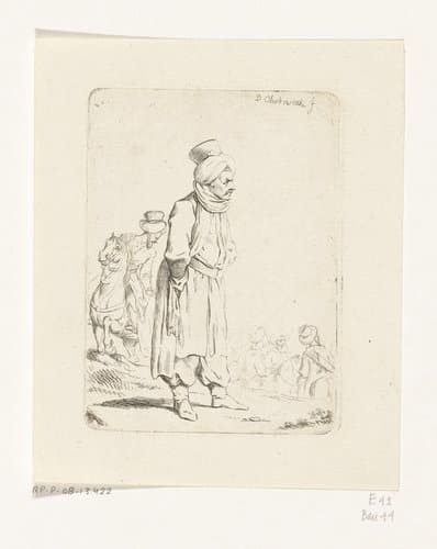 Staande Turk, ruiters in de achtergrond by Daniel Nikolaus Chodowiecki