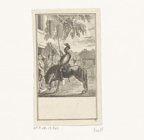 Don Quichot voor de herberg by Daniel Nikolaus Chodowiecki