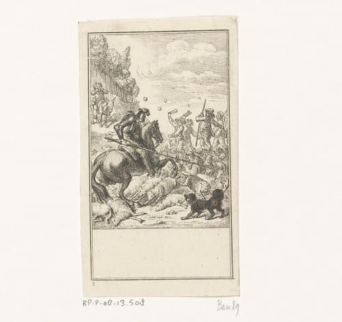 Don Quichot valt een kudde schapen aan by Daniel Nikolaus Chodowiecki