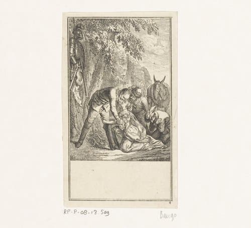Dorothée smeekt Don Quichot om hulp by Daniel Nikolaus Chodowiecki