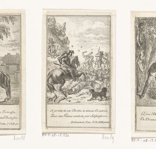 Don Quichot valt een kudde schapen aan by Daniel Nikolaus Chodowiecki