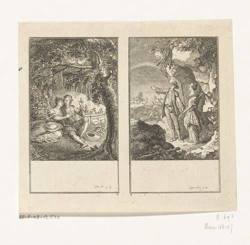 Twee scènes uit de Idyllen van Salomon Gessner by Daniel Nikolaus Chodowiecki
