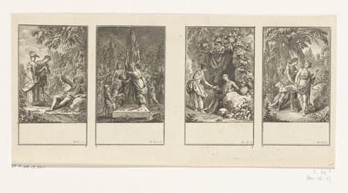 Vier scènes uit de Idyllen van Salomon Gessner by Daniel Nikolaus Chodowiecki