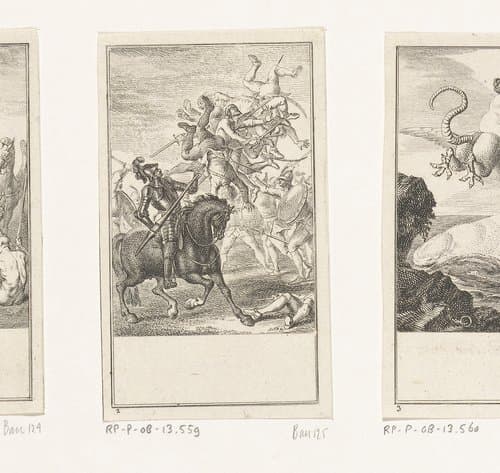 Orlando in gevecht met de soldaten van Cimosco by Daniel Nikolaus Chodowiecki