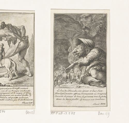 Mannen van koning Noradin in de grot van de oger by Daniel Nikolaus Chodowiecki