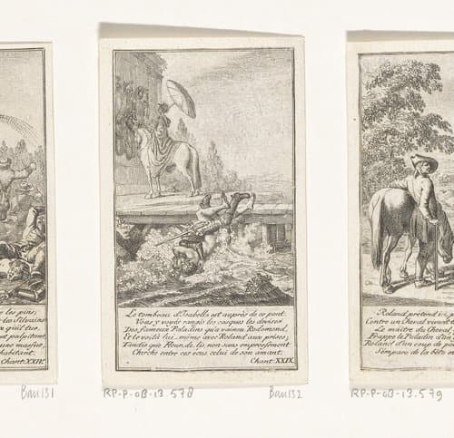 Ariosto en Rodomonte vallen in het water by Daniel Nikolaus Chodowiecki