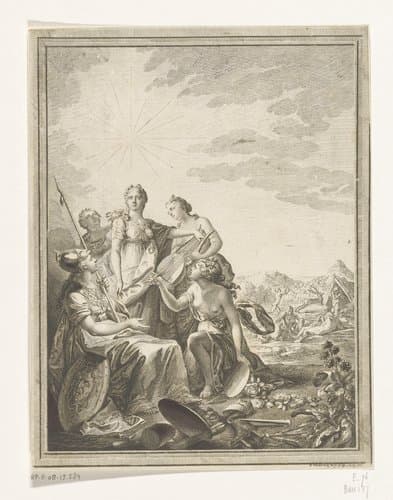 Schoonheid met Minerva en de drie gratieën by Daniel Nikolaus Chodowiecki