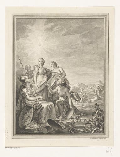 Schoonheid met Minerva en de drie gratieën by Daniel Nikolaus Chodowiecki