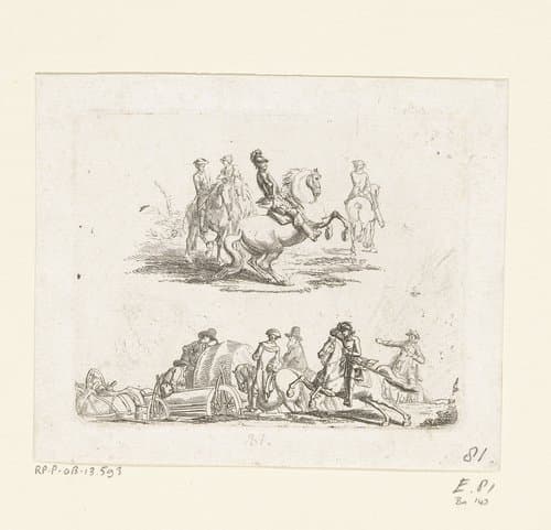Twee studies van ruiters by Daniel Nikolaus Chodowiecki