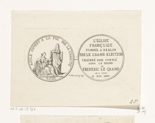 Medaille voor het jubileum van de Franse kerk in Berlijn by Daniel Nikolaus Chodowiecki