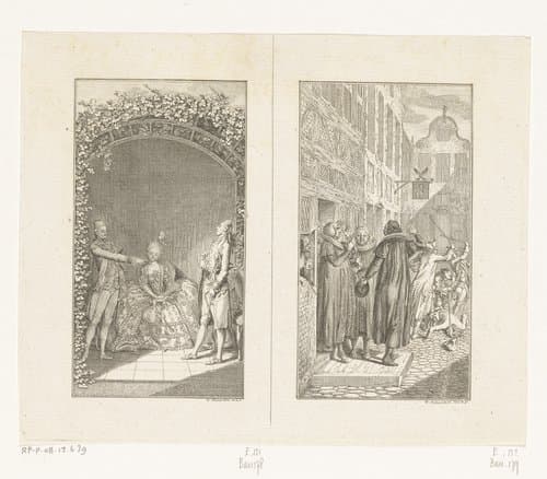 Twee scènes uit Sebaldus Nothanker by Daniel Nikolaus Chodowiecki