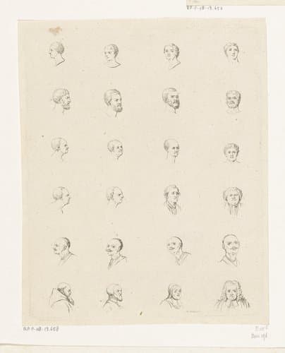 Vierentwintig koppen van mannen by Daniel Nikolaus Chodowiecki