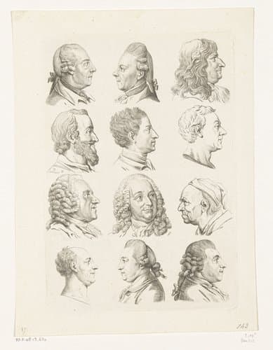 Twaalf koppen van mannen by Daniel Nikolaus Chodowiecki