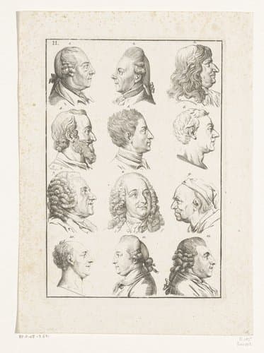 Twaalf koppen van mannen by Daniel Nikolaus Chodowiecki