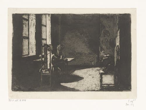 Daniel Nikolaus Chodowiecki in de kamer van zijn moeder by Daniel Nikolaus Chodowiecki