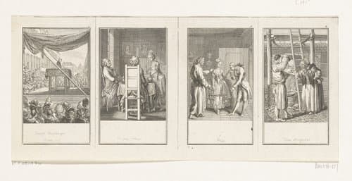 Vier scènes uit Gellert's Fabeln und Erzählungen by Daniel Nikolaus Chodowiecki
