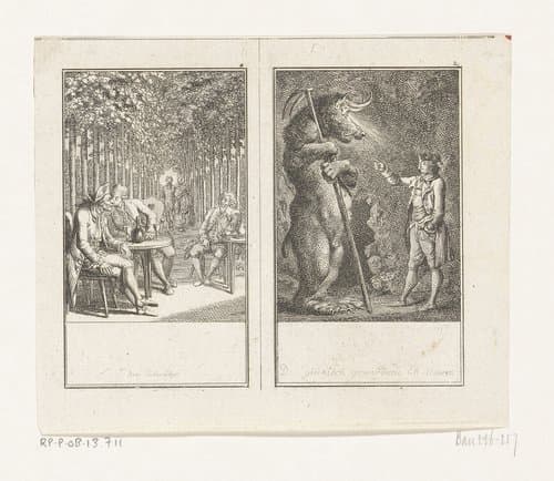 Twee scènes uit Gellert's Fabeln und Erzählungen by Daniel Nikolaus Chodowiecki