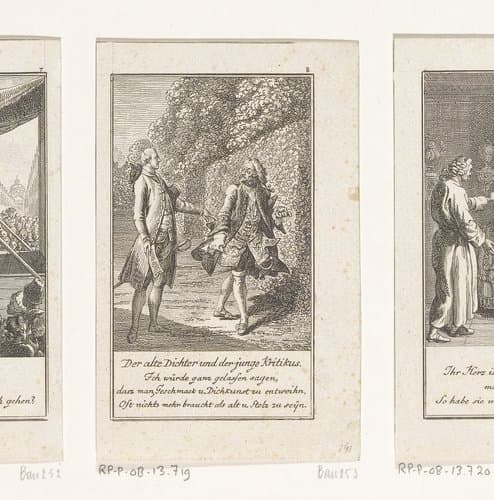 Oude dichter in gesprek met een jonge criticus by Daniel Nikolaus Chodowiecki
