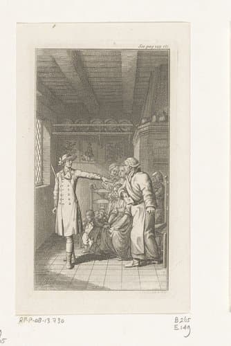 Charles Primrose met de portemonnee van Burchell by Daniel Nikolaus Chodowiecki