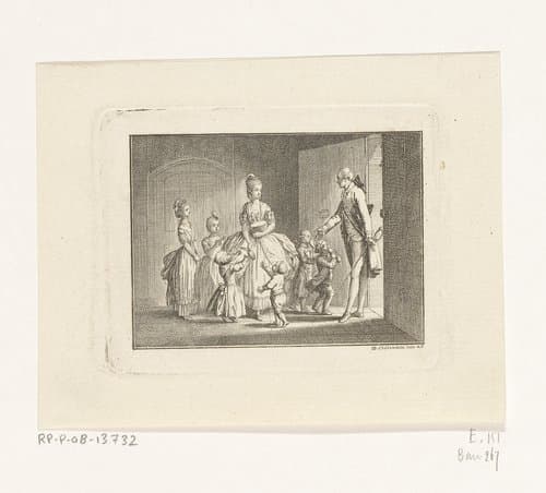 Lotte snijdt brood voor zes kinderen by Daniel Nikolaus Chodowiecki