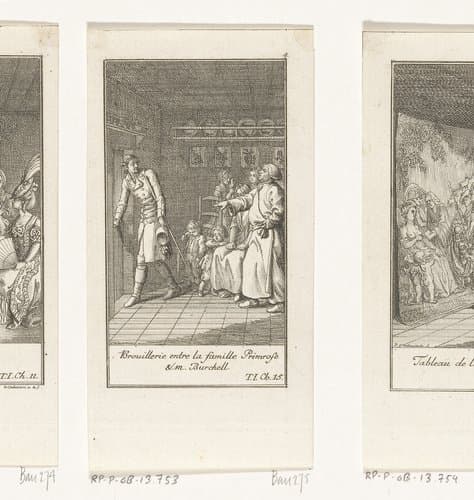 Onenigheid tussen de familie Primrose en Mr. Burchell by Daniel Nikolaus Chodowiecki