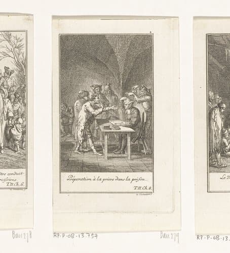 Charles Primrose bespot door zijn medegevangenen by Daniel Nikolaus Chodowiecki